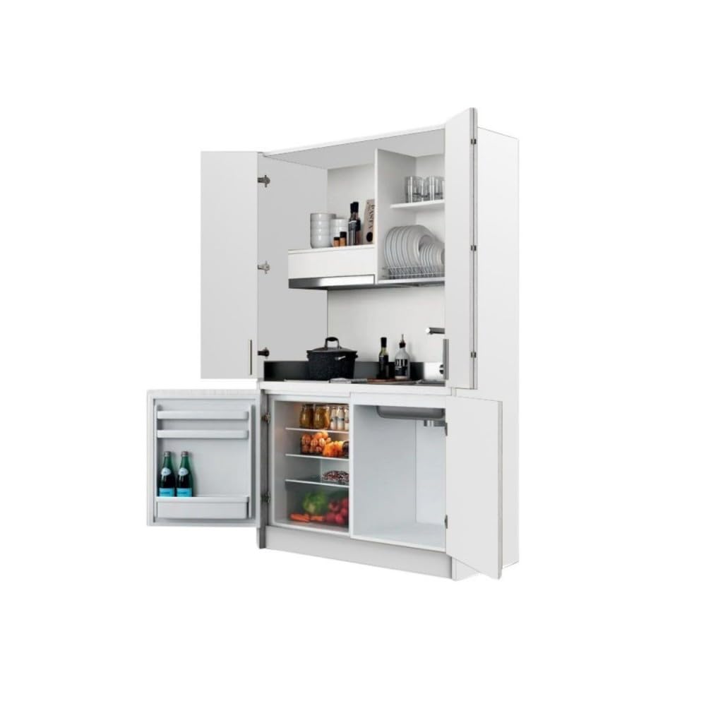 Cucina salvaspazio a scomparsa Fold Evolution colore bianco e elettrodomestici inclusi 125x62x208H