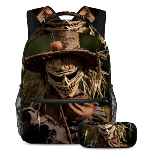 Sac à dos Halloween épouvantail multicolore pour accompagner les enfants à l'école