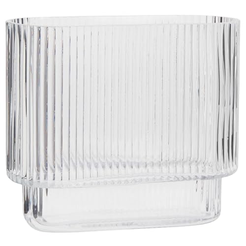 KAYLETIN Vase nervuré, vase en verre cannelé pour tulipes, vases en verre pour fleurs, vases transparents modernes pour anniversaire, mariage, pendaison de crémaillère, anniversaire de mariage