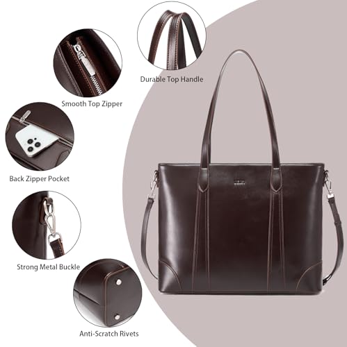 Bolso Tote de cuero para mujer, grande con múltiples bolsillos miniatura 5