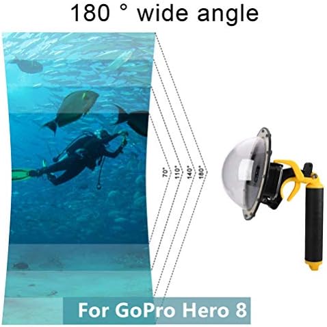 For GoPro Dome Port, Diving Transparent Dome GoPro HERO8 Black Lens Waterproof Housing With Floaty Hand Grip Underwater Case for GoPro Accessories