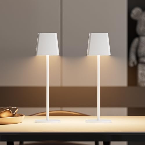 K-Bright Dimmbare LED Akku Tischleuchte | Für drinnen und draußen geeignet | Wiederaufladbar | 3000K Warmweiß Licht | Kabellose Tischleuchte | mit 1m USB-C | Weiß(2 Stück) K-Bright Dimmbare LED Akku Tischleuchte | Für drinnen und draußen geeignet | Wiederaufladbar | 3000K Warmweiß Licht | Kabellose Tischleuchte | mit 1m USB-C | Weiß(2 Stück)