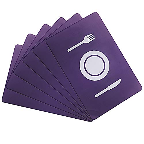 Kuber Industries Plate Design PVC 6 Pieces Dining Table Placemat Set (Purple), CTKTC013776