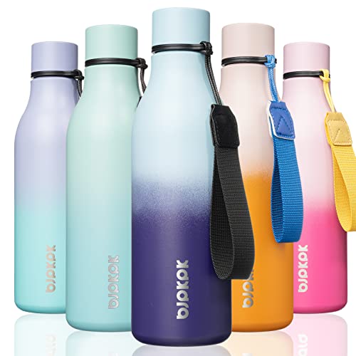 Image of BJPKPK Insulated Water Bottles, 18 oz Stainless Steel Metal Water Bottle with Strap, BPA Free Leak Proof Jugs, Mugs, Flasks, Reusable Thermal Flasks for Sports & Travel, Ocean Dream