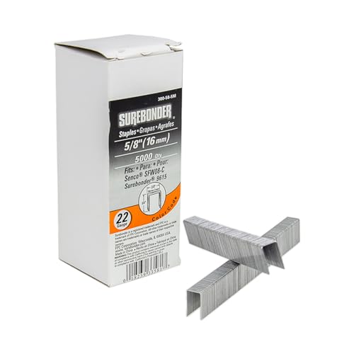 Surebonder 300-58-5M Narrow Crown 22 Gauge Upholstery Staples for Surebonder Model 9615A Pneumatic Stapler - 5/8