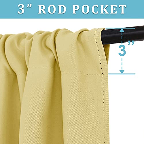 RYB HOME Bathroom Curtains Room Darkening Privacy Small Window Curtains for Bedroom Kitchen Basement RV Camper Portable, Wide 29 inches x Long 30 inches, Light Yellow, 2 Panels