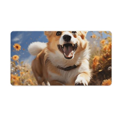 Tapis de souris Corgi 75x40 cm pour bureau et gaming