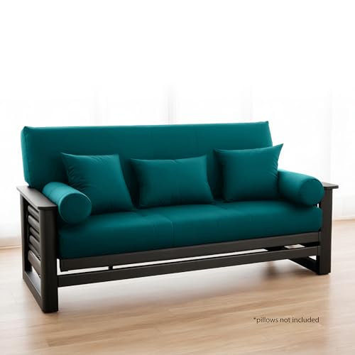 National Allergy 100% Cotton Zippered Futon Cover Full Size - Dark Teal - Machine Washable Futon Mattress Cover with Zipper, Durable Armless Sofa Bed Protector (54x75)