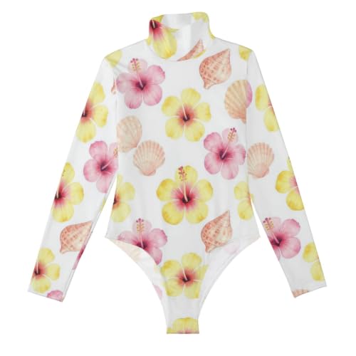 Body de manga larga para mujer floral tropical GuoChe para verano