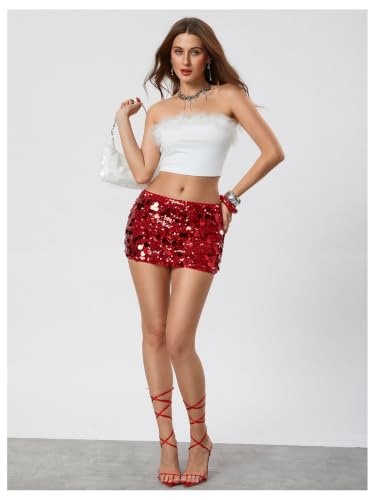 Image of Floerns Women's Sequin Low Waist Mini Skorts Night Out Skirt Shorts