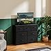 OLIXIS 7 Drawers Dresser for Bedroom, Fabric Storage Tower for Living Room, Entryway - Sturdy Steel Frame, Wooden Top & Easy Pull Fabric Bins, Closet Chests Organizer for Clothes, Black