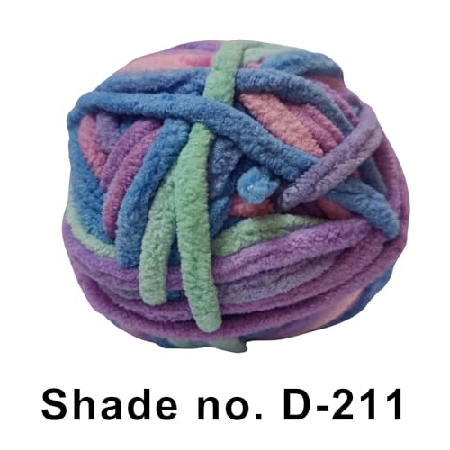 Image of VCR Lavender Tri-Color, 100 Grams Hank, 60 Meters Length, Premium Polyester Ball for Crochet and Knitting, Pack of 1 Yarn, Soft and Bulky Fur Suitable for DIY