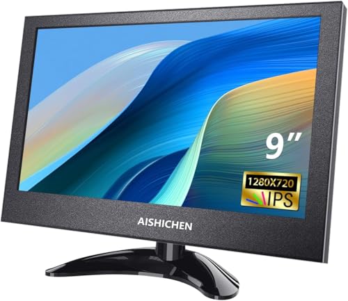 AISHICHEN 9 Inch Small Monitor HDMI Mini Monitor Mit Lautsprecher Raspberry Pi klein Display 1280x720 Mit VGA/HDMI-Unter stützung für Geschäft/Hausgebrauch/Computer, Metallgehäuse