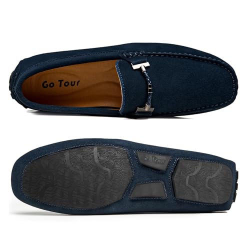Go Tour New Mens Casual Loafers Moccasins Slip On Driving Shoes Blue 8/41 — view 5
