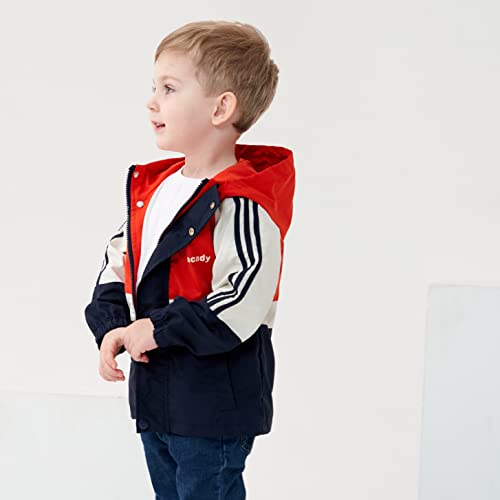 Image of Volunboy Toddler Boys Windbreaker Casual Outerwear Kids Lightweight Zip Hooded Jacket Baby Cute Dust Coat