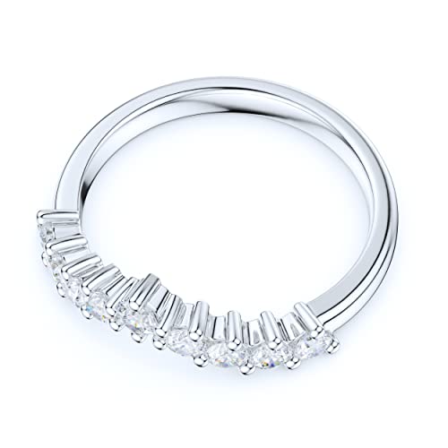 Solid Sterling Silver Slight V Shaped Curved Claws Set Simulated Diamond Matching Ring Wedding Band3