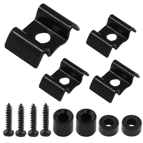 Bonsicoky 4個 メタルギターストリングツリー - ギターストリングツリーガイドリテーナー 取り付けネジ付き - ブラック