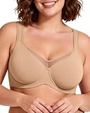 OEAK Minimizer Bras for Women Plus Size Bralettes Full Coverage Unlined Bra Supportive Underwire Tshirt Bras for Heavy Breast Light Beige 36DD