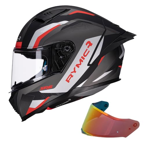 Rymic SR6 Full Face Motorcycle Helmet, Equipped with Clear &