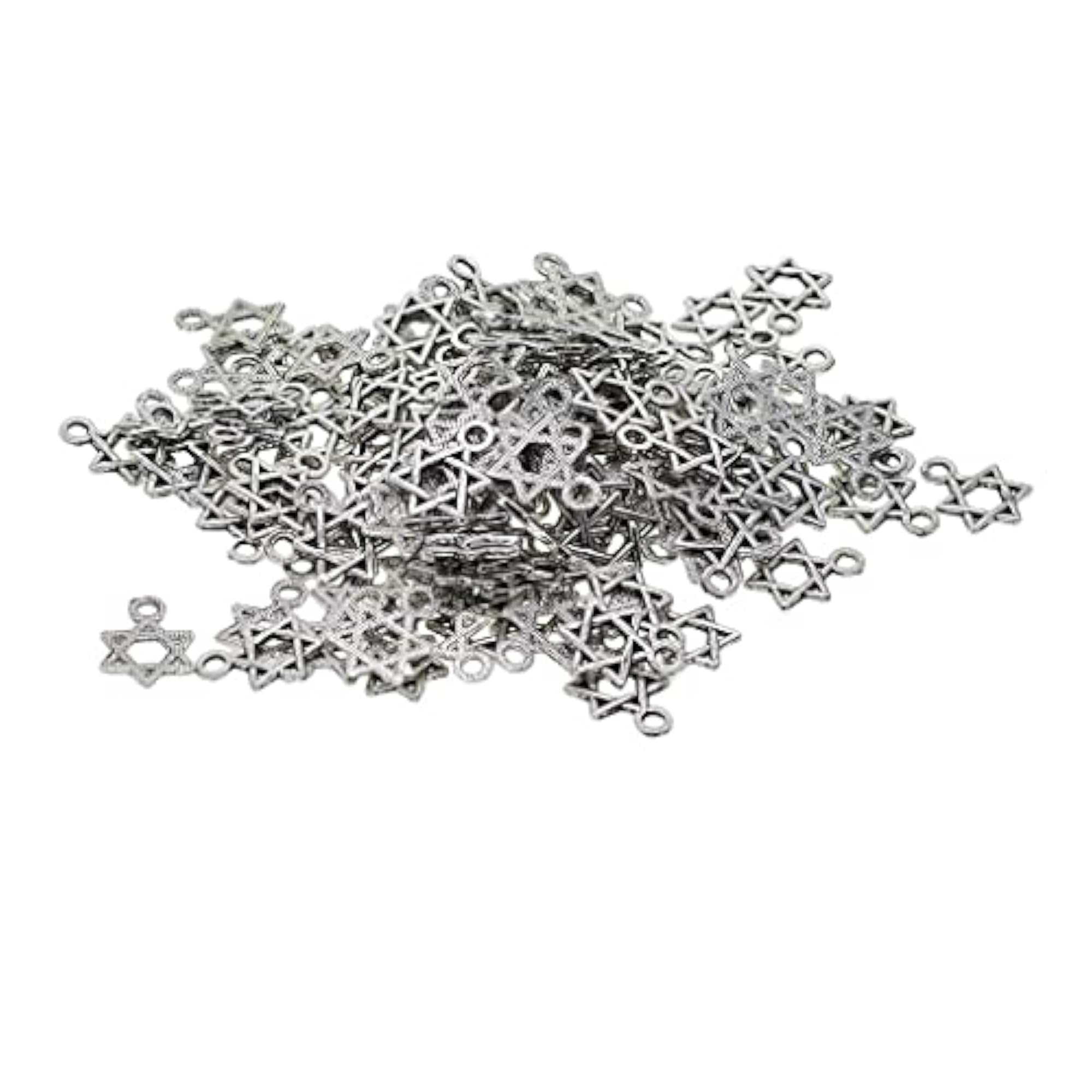 100 Pieces Tibetan Silver Plated Alloy Charms Star Of David