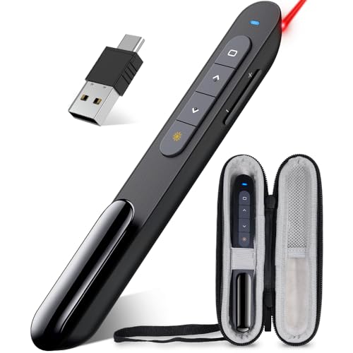 Image of DinoFire Presentation Clicker with Case, Wireless Presenter Remote Powerpoint Clicker Storage Proective Bag