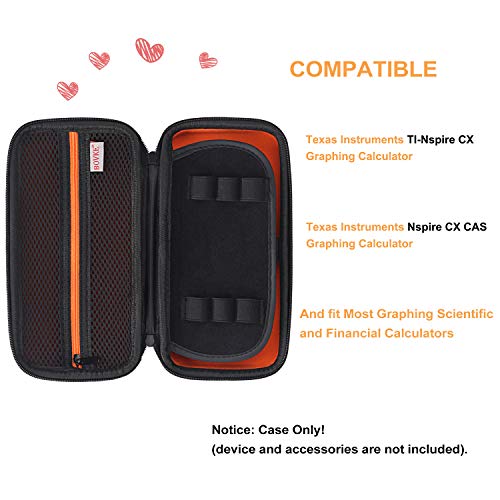 BOVKE Graphing Calculator Carrying Case Replacement for Texas Instruments TI-Nspire CX CAS/CX II CAS Color Graphing Calculator and More - Extra Mesh Pocket for USB Cables and Other Accessories, Black