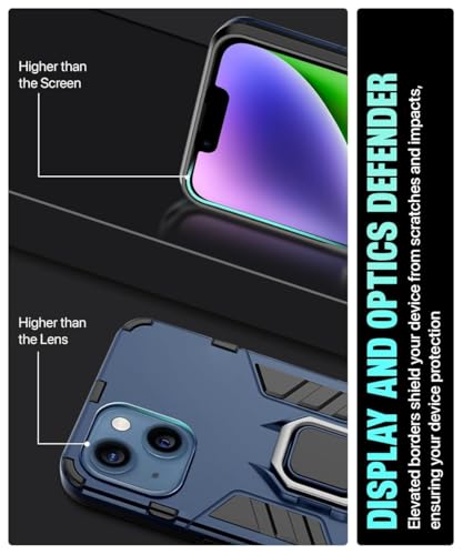 Image of AIBEX Armor Back Cover Compatible for Apple iPhone 13| Rugged Shockproof Case with Ring Holder & Kickstand | Military-Grade Protection | Magnetic Car Mount Compatible