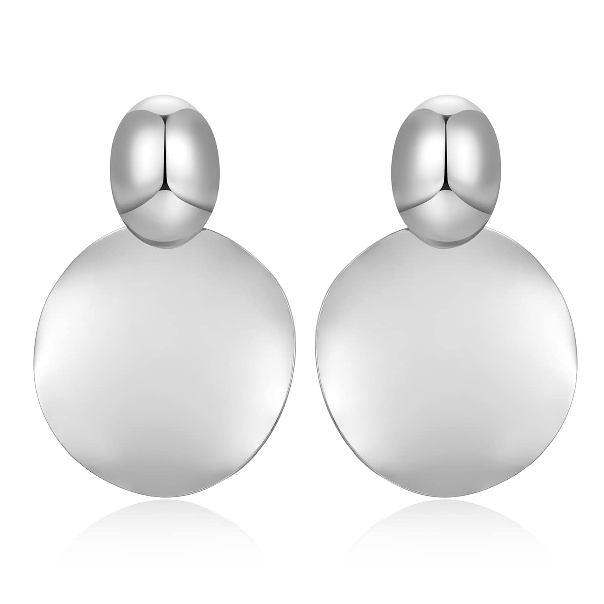FAMARINEBig Disc Drop Earrings Gold Dangle Earrings Round Hammered Earrings Women