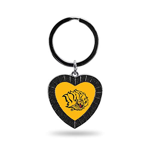 Rico Industries NCAA Arkansas Pine Bluff NCAA Rhinestone Heart Colored Keychain, Black, 3-inches in Length