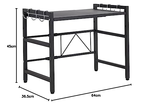 KEVO Mueble de almacenamiento de cocina, soporte para horno microondas con 2 niveles de estante extensible en altura y anchura, con 3 ganchos perfectos para colgar tus utensilios de cocina - imagen 2