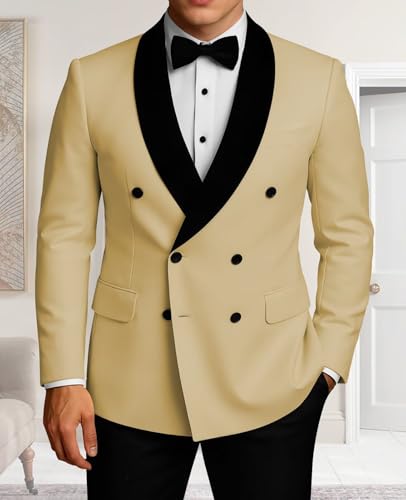 Mens Tuxedo Jacket Slim Fit Double Breasted Suit Blazer Jacket Formal Dinner Prom Wedding4
