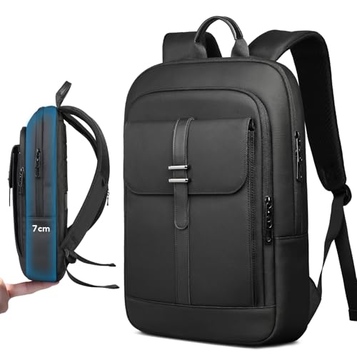 Mochila Portátil para Hombre y Mujer Mochila Ordenador Ligera y Delgada para 15,6'' Laptop Mochila Elegante Antirrobo para Negocios Trabajo Oficina Escolar Estudio Diario Viaje Ocio-Negro