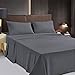 HNU 9 Piece Twin Bamboo Sheets Unique Rayon Fabric Beautiful Casual Ultra Soft Most Breathable Stretchable Fitted Sheet | All Season Grey Bedding Simple Perfect Lightweight Solid Color Plain Gray