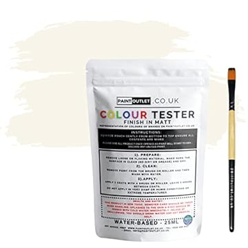 HQC Paint Wall and Ceilings Matt | Sample Colour Tester Pot with Brush | Quick Drying Quality Interior Paint | Contemporary Finish | Ivory Colour 25ml