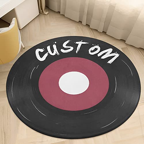 Personalized Your Own Area Rug, Customized Photo Text Carpets, Custom Soft Flannel Door Mats Decorative Home Garden Office Entry Welcome Rug (Circular - 23.6 In) #TOP6