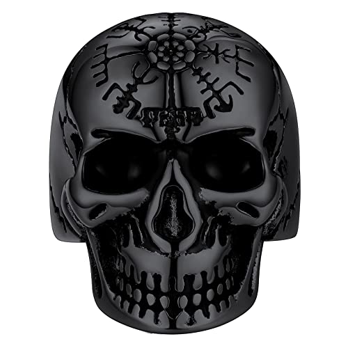 Faithheart Viking Vegvisir Ring For Men Gothic Punk Skull Pinky Rings Size 12 #TOP6