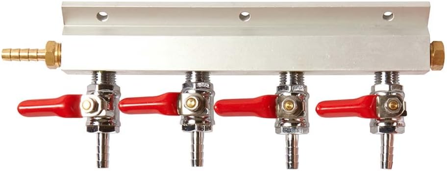 Varies Four Way Compressed Gas Manifold 1/4" Multi Gas Line Splitter