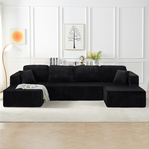 134 Inch Cloud Sectional Couch with L-Shape Chaise,Modern Upholstered Couches