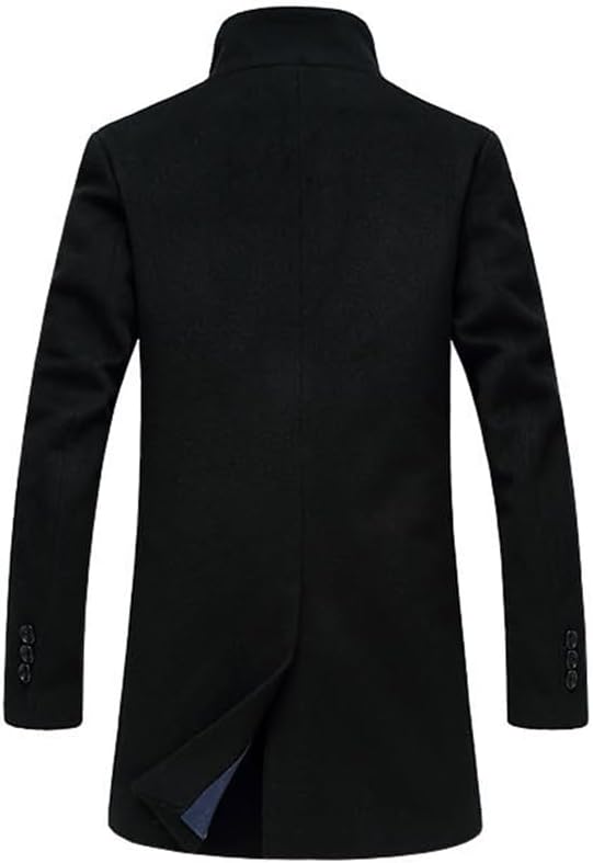 Lavnis Men's Trench Coat Long Wool Blend Overcoat Slim Fit Down Topcoat - Image 3