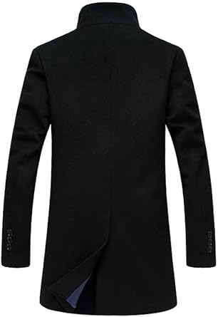 Lavnis Men's Trench Coat Long Wool Blend Overcoat Slim Fit Down Topcoat