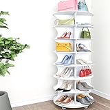 Somferic 7 Tier Rotating Shoe Rack Tower with Wheels, 360 Revolving Shoe Storage Round Carousel Lazy Susan, Spinning Shoe Rack Shoe Closet Organizer for Entryway Living Room Hallway (65β)