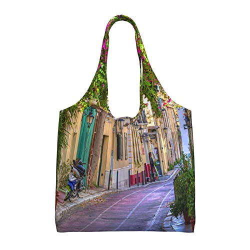 Sac fourre-tout en toile imprimée noir Printemps Garden grand format
