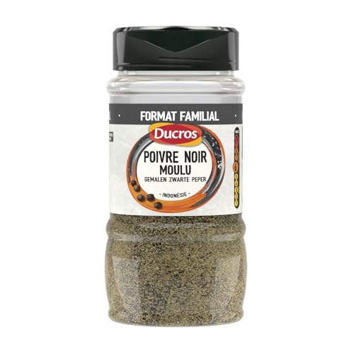 Poivre noir moulu Ducros 210g lot de 3 épice indonésie pour assaisonnement de cuisine