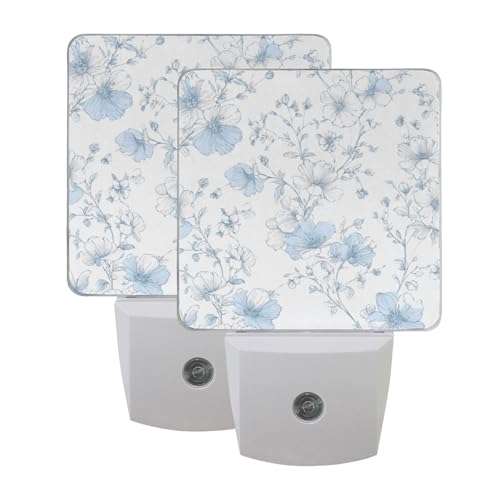 Lámpara de noche blanca pequeña con patrón floral