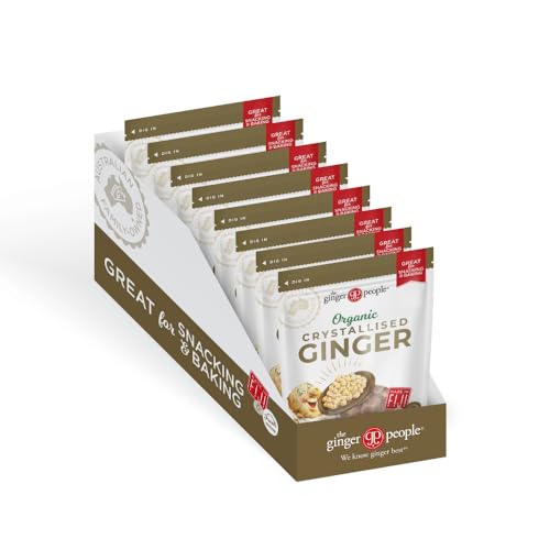 The Ginger People Organic Crystallised Ginger Bag - 100g - Pack of 8