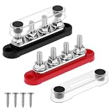 QWORK® 2 Stück 150A Sammelschiene Verteilerblock 12V-48V DC mit 4 x M8 Klemmbolzen für Marine, Boot, Wohnmobil und Lkw – Stromverteiler mit Schutzabdeckung für Elektrik-Systeme