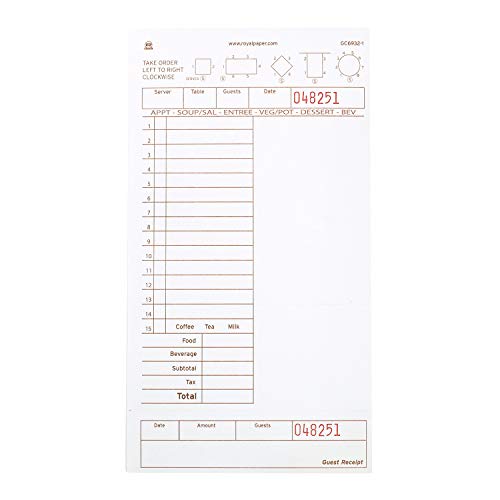 Bloc feuillets d'additions Royal pour restauration marron sans copie carbone lot de 250