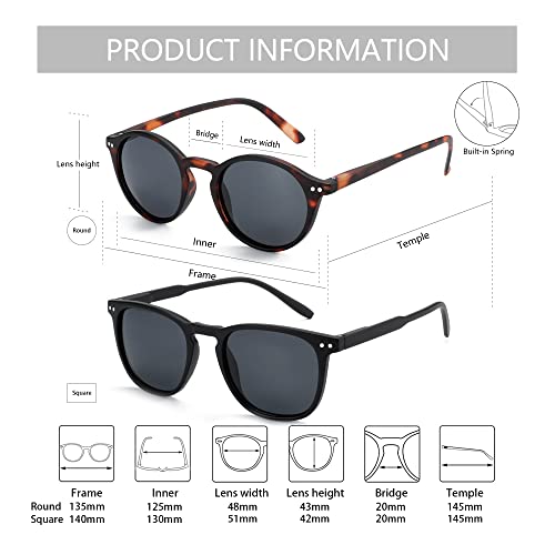 Zenottic Polarized Sunglasses For Women Men: Retro Shades Round | Square Frame Uv Protection 2 Pack #TOP5