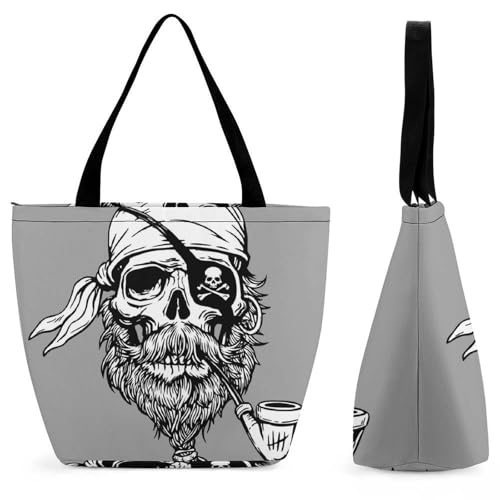Sac à main crâne fumant imprimé rock sac de shopping résistant grand volume