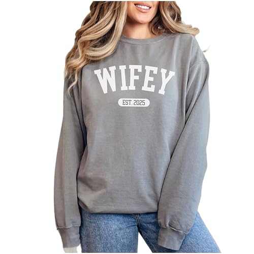 Wifey Year Est. Hoodie or Sweater – Custom Bride Gift, Wedding Anniversary Outfit, Cozy Honeymoon Apparel